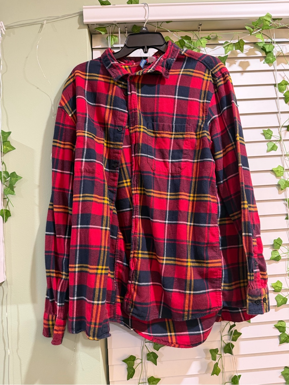 Divided Red Plaid Button-Down Shirt